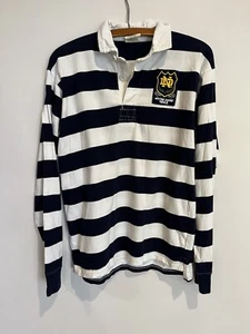 Wes And Willy Norte Dame Shirt Polo XL 18-20 Boys Long Sleeve Striped Blue - Picture 1 of 4