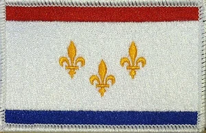 NEW ORLEANS FLAG Embroidered Iron-On PATCH  EMBLEM WHITE Border #02 - Picture 1 of 1