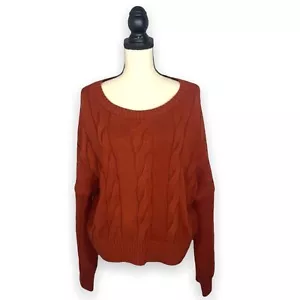 Express Grobstrickpullover Burnt Orange Zopfmuster Größe Small - Bild 1 von 9