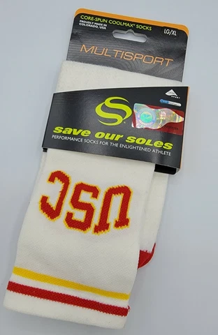 New SAVE OUR SOLES MultiSport USC Trojans CoolMax SOCKS (Size LG/XL) MSRP $15 Cover