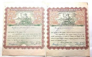 ORIGINAL ZERTIFIKAT (2) AÇÕES DO BANCO DO BRASIL S/A - ANO 1956 - Bild 1 von 3