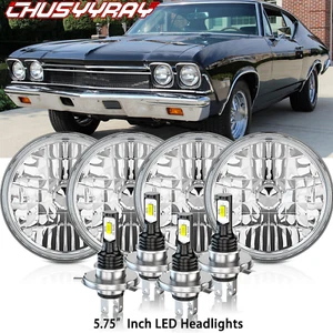 4PCS 5-3/4" 5.75" LED Headlights Hi/Lo Beam For Chevrolet Malibu 1964 1965-1970 - Picture 1 of 12