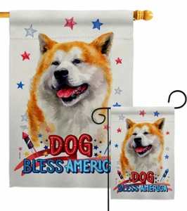 Patriotic Akita Garden Flag Animals Dog Decorative Small Gift Yard House Banner - Picture 1 of 19