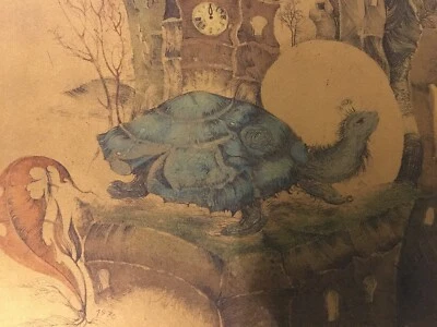 Nr. 34 Lithographie Heuberger Helmut   Wien Fantastischer Realismus Gold - Bild 1 von 4