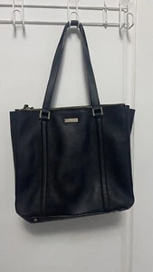 Bolso de hombro mediano de cuero negro KATE SPADE compartimentos triples lámina en relieve - Imagen 1 de 15