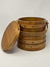 Wooden Sugar Bucket with Lid Handled Firkin Primitive Shaker Style 10”