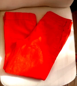 JAEGER CROPPED LINEN SUMMER TROUSERS BURNT ORANGE SAILOR STYLE SIZE 10 GC - Picture 1 of 7