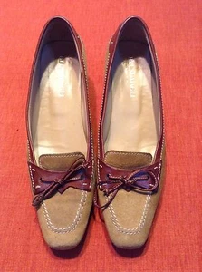 Zapatos de tacón Bruno Magli marrón tostado gamuza estilo conducción suela de goma talla 8 - Imagen 1 de 10