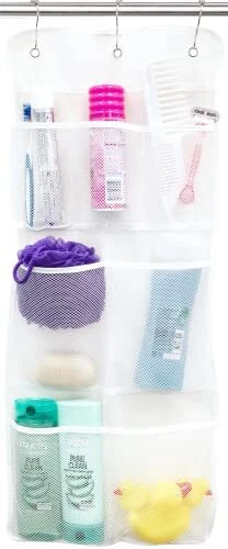Hanging Mesh Bath Shower Caddy Organizer with 7 Storage Pockets for Bathroom - Image 1 of 4