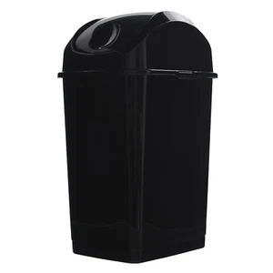 Superio 2.5 Gal Small Plastic Trash Can with Swing Top Lid – Black - Picture 1 of 3