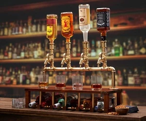 Liquor Dispenser for Home Bar, Liquor 4 Bottle Pourers, Spirit Aerator, Wine Tap - Picture 1 of 6