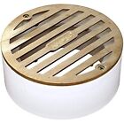 Nds 910B 4 Round Solid Grate With Pvc Collar Satin Brass 4 In Drain
