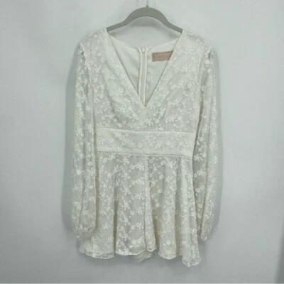 Mameluco Keepsake Encaje Manga Globo Larga Blanco Talla S Foto 1 de 4