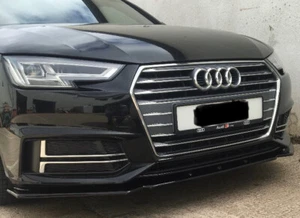 AUDI A4 B9 S-LINE FRONT SPLITTER (2015 - UP) GLOSS BLACK ABS PLASTIC - Picture 1 of 2