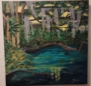 "True Blue Florida " Original Acrylic Painting 20" By 20" 1 Of 1 - Picture 1 of 13
