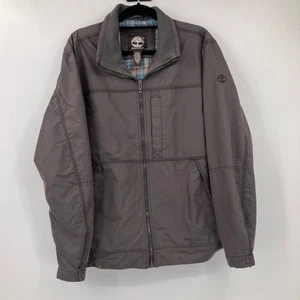 Timberland Gray Blue Plaid Lined Snap Cuff Full Zip Pockets Soft Shell Jacket - Picture 1 of 13