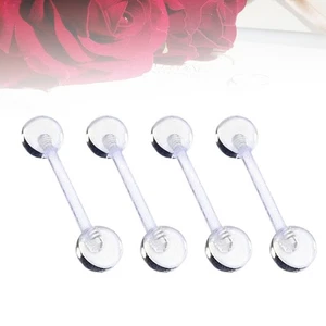 12 piezas Anillos de lengua transparentes Barra de retención Acrílico UV Piercing Joyería corporal - Imagen 1 de 11