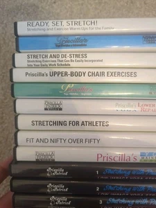 (13) DVD Lot Priscilla Patrick Yoga Stretches Beginners Chair Upper De-stress - Imagen 1 de 11