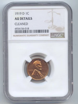 1919-D Lincoln Wheat Cent NGC AU Details - Image 1 of 2