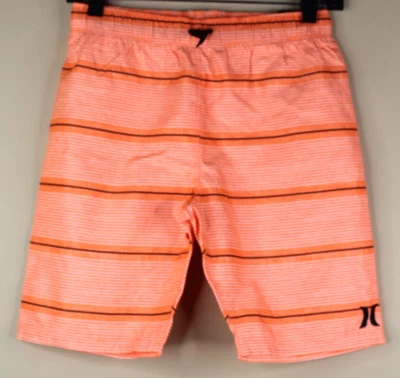 Pantalones cortos de natación Hurley a rayas anaranjadas para niños talla 10/12 Foto 1 de 4