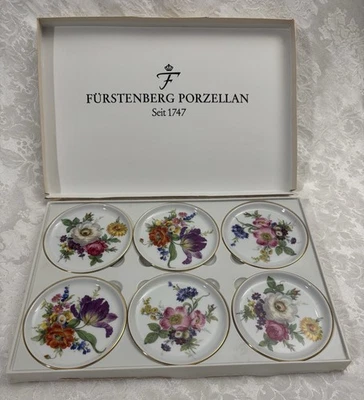 "Juego de 6 posavasos de porcelana alemana Furstenberg diseño floral 4""" Foto 1 de 4