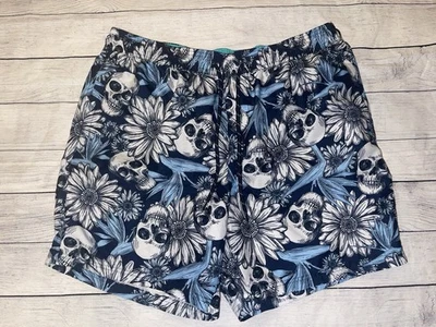 Mens. Large No Boundaries Blue Skull Swim Trunks  - Image 1 of 3