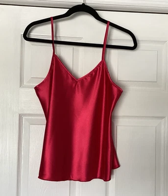 Red Satin Xmas Festive Adjustable Straps Camisole Size M - Image 1 of 4