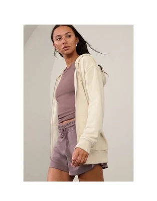 ATHLETA Forever Fleece Oversized Full Zip Sweatshirt Jacket Women's Sz US M Bone - Image 1 of 4