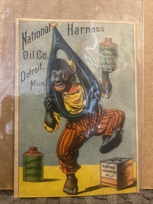 National Harness Oil Co. Detroit Michigan. Publicidade de cartões comerciais da década de 1880 - Imagem 1 de 3