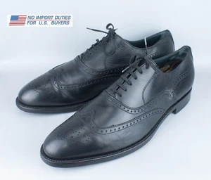 LOTTUSSE Black Leather Men Wingtip Brogue Oxford Dress Shoes Size 11 1/2 - Picture 1 of 24