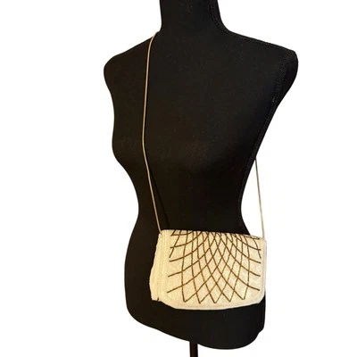 Vintage White & Gold Beaded Clutch - Image 1 of 4