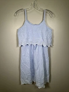 Jojo Maman Bebe Maternity Dress S Blue White Striped Nursing Nightdress Eyelet - Picture 1 of 9