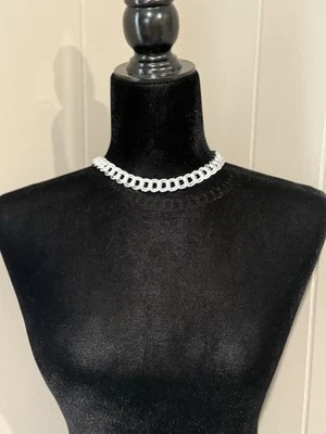 Gargantilla Gruesa Tono Plata Cota Eslabón Bordillo Collar Ligero Aluminio 15" Foto 1 de 4