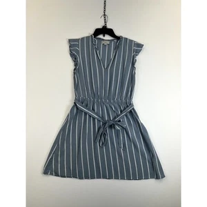 Loft Dress Women’s Medium Blue Striped Sleeveless 100% Raton - Picture 1 of 6