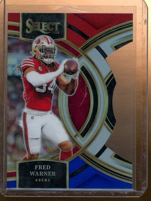 2023 Panini Select Fred Warner Red and Blue Prizms Die Cuts 49ers #195 - Image 1 of 2
