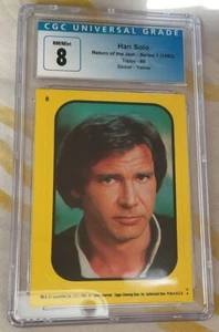 1983 STAR WARS RETURN OF THE JEDI STICKERS #8 HAN SOLO CGC8 NM/ Mint Free Ship - Picture 1 of 2