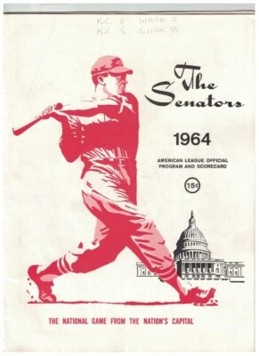 1964 Washington Senators Scorebook Program vs Kansas City Athletics 0SP67 - Image 1 of 4