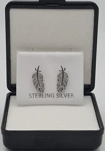 925 Sterling Silver Leaf Earrings Studs Cubic Zirconia Women, Girls Pierced Ears - Picture 1 of 4