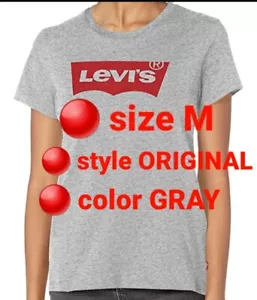 LEVI'S Women T-Shirt The Perfect Tee ORIGINAL STYL GREY Red Logo NEW SIZE M - Picture 1 of 6