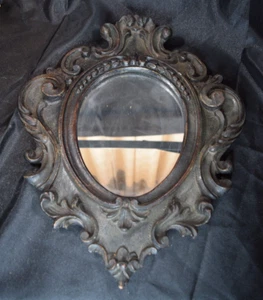 Antique Rococo Victorian Carved Wooden Mirror Wall Hanging - Picture 1 of 14