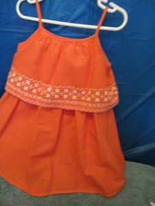 (P11) Girls Size 4-5 Coral and White All around Embroidery Dress Gap - Picture 1 of 9