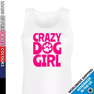 Ladies Crazy Dog Girl Vest • Tank Top Puppy Pet Lover Secret Santa Gift Lindo - Imagen 1 de 6