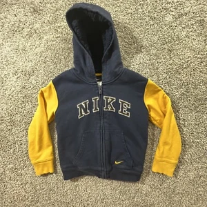 Vintage Youth Nike Fleece Pullover Blue Embroidered Hoodie Sweatshirt Size 7 - Picture 1 of 8