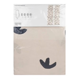 IKEA NACKROSMOTT Curtains 57x98" 1 pair Beige & Black Abstract Print 100% Cotton - Picture 1 of 2