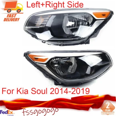 For 2014 2015 2016-19 Kia Soul Left+Right Halogen Headlights Headlamps Assembly  Foto 1 de 4