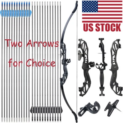 53" Archery Takedown Recurve Bow RH Beginner Shooting Target Practice 20-55lbs - Image 1 of 4