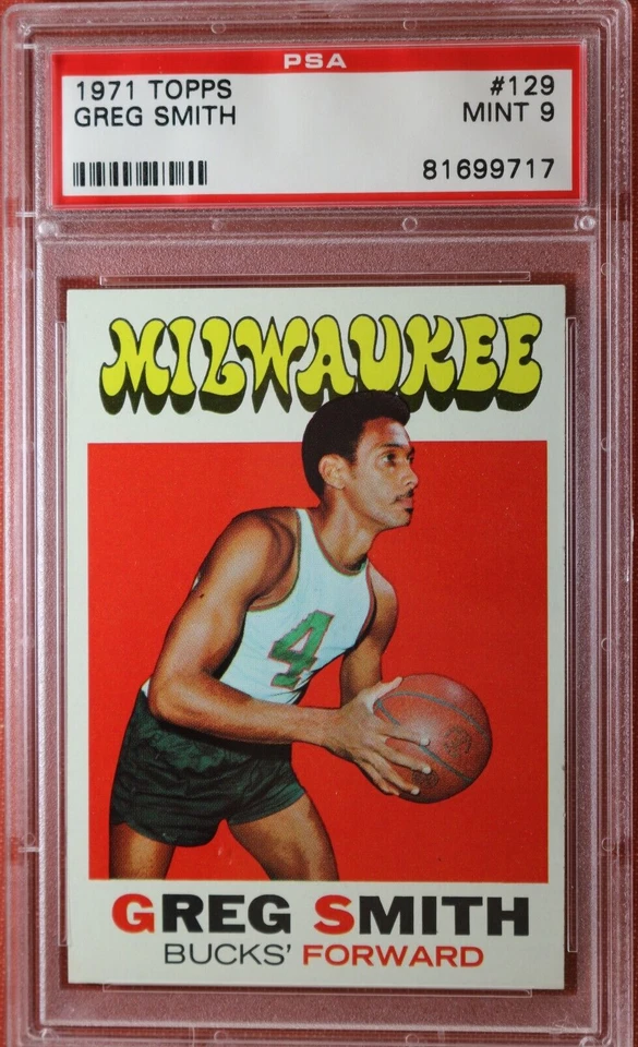 1971 Topps basketball card GREG SMITH #129 PSA 9 MINT (INCREDIBLY RARE CARD) - Image 1 of 2