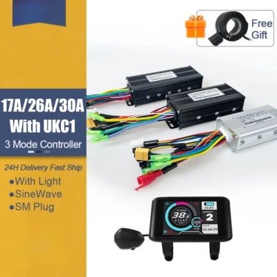 E-bike 36V 48V Controller 17A 26A 30A Three-Mode Sine Wave with LCD Display  - Image 1 of 4