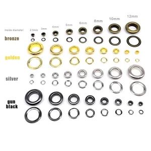 50/200sets 2.5-12mm Leather Bag Shoes Belt Clothes Eyelet Grommet Ring Air Hole - Picture 1 of 10