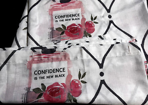 Bebe Shower Curtain White/Black/Pink Roses Perfume Confidence Boutique Sassy